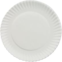 AJM PP6GREWH 6" Diameter, White Color, Green Label Uncoated Paper Plate - Pack Of 1000