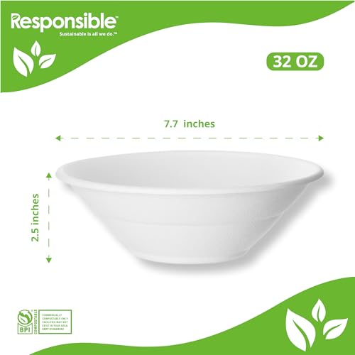 Responsible Products 32 oz (50 Count) / Classic White / Casual Bowls