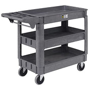 Small Deluxe 3 Shelf Plastic Utility & Service Cart by Global Industrial – Plastic, Gray, Model 242083