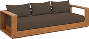 Brown Outdoor Patio Acacia Wood Sofa with Armrest and Backrest, Durable Construction, Stylish Design for Garden, Backyard, Lounge Area