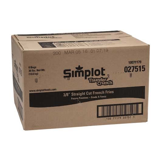 Thunder Crunch 3/8 Straight Cut Potato Fries by Simplot – 5 pounds, Pack of 6