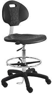 BenchPro LNT-DUA ESD Urethane Polyurethane Stools Chair with 18 in. Adjustable Footring Nylon Base & 17 to 25 in. Height Adjustment Black