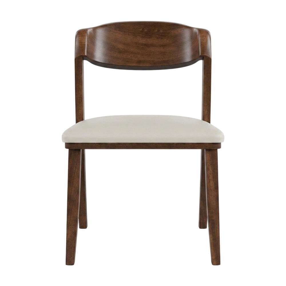Abigail IV Rich Walnut Dining Chair Set of by Starlight Canyon Home – Solid Rubberwood, Solid Wood, Fabric, Brown, Pack of 2