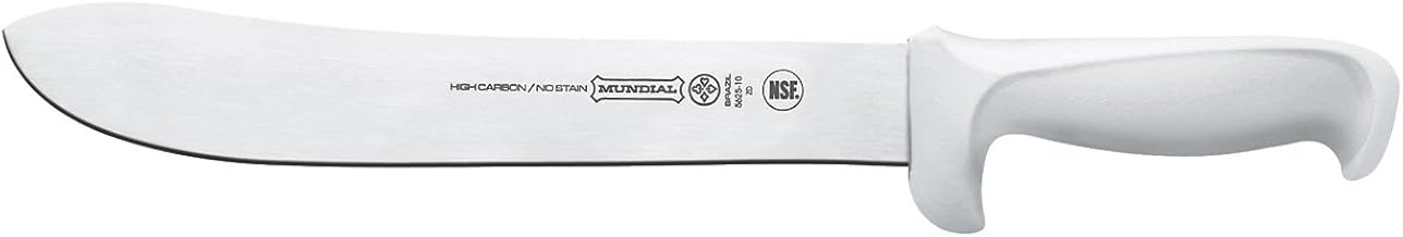 Mundial Butcher Knife w/White Poly Handle - 10"
