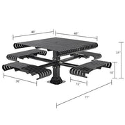 46" Square Steel Slat Picnic Table by Global Industrial – Alloy Steel, Black, Model 271673