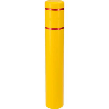 Global Industrial Reflective Bollard Sleeve – 8" Dia. x 52" H, Yellow with Red Tape