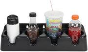 PCH-4B Countertop or Surface Mounted Beverage Organizer, 4 Compartment ABS Plastic Cup and Container Holder for 8–44 oz Sizes, 3-1/2" Max Diameter, 5"H x 20"W x 5"D, Black