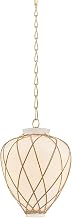 Hudson Valley Lighting Apple Valley 1-Light 13" Pendant | Aged Brass Lantern Pendant with Rattan Lattice and Opal Glossy Glass Shade | Natural Textural Ceiling Light for Kitchen or Entryway| 9213-AGB