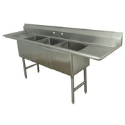 Fabricated 84" x 26" Triple Bowl Scullery Sink by Advance Tabco – 16 x 20 x 14 inches, Stainless Steel, Silver, Model FC-3-1620-18RL