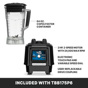 Waring Variable Speed Control Dial 1,000 to 17,000 RPM / 64 Ounce Copolyester Container Jar / 64 Ounce Cont Countertop Blenders