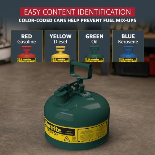Justrite Green / 2.5 Gallon / Type I Cans