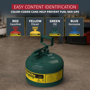 Justrite Blue / 2.5 Gallon / Type I Cans