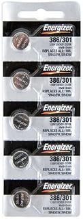 Energizer 301 Button Cell Silver Oxide Watch SR43SW Electonic Battery Pack of 5 Batteries