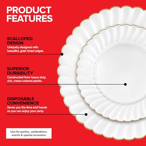 Stock Your Home Ivory & Gold / 60 / 60 Count Plates