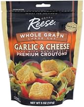 Reese Whole Grain Garlic & Cheese Premium Croutons, Large Cut, 5 Ounce (Pack of 12)
