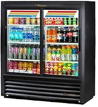 TRUE GDM-41SL-54-HC-LD Two Section Convenience Store Cooler, 54" H Refrigerator Merchandiser with Sliding Doors