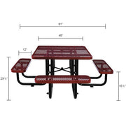 Global Industrial Red / 81D x 81W x 29.5H in / Industrial Picnic Tables