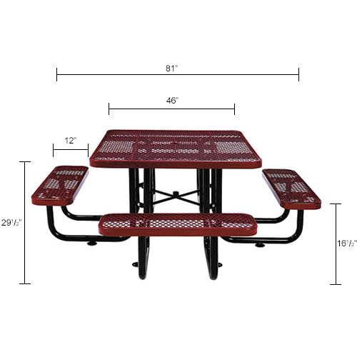Global Industrial Red / 81D x 81W x 29.5H in / Industrial Picnic Tables