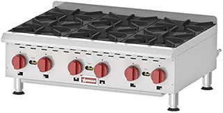 OMCAN 43735 COUNTERTOP STAINLESS STEEL GAS HOT PLATE WITH 6 BURNERS ITEM: 43735