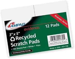 Ampad Recycled Scratch Pad Notebook Unruled 3 x 5 WE 100Sheet Dozen