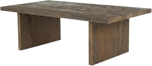 Furnifact Brown Rattan Coffee Table with Mango Wood Top, Lightweight Design, Natural Finish, Durable Frame, Sturdy Legs, Versatile Living Room Accent