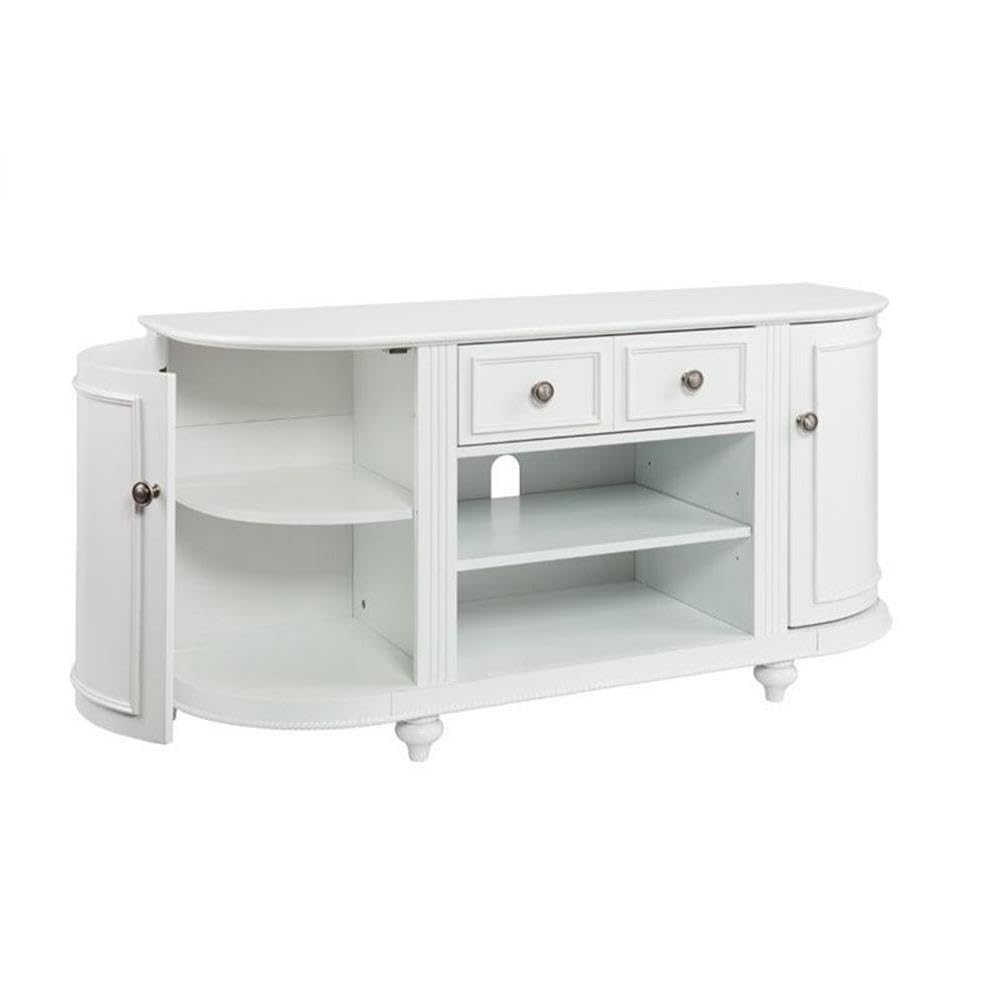 Dandridge TV/Media Stand - White by SEI Furniture – 48.5 x 16.25 x 24.25 inches, Wood, White, Brushed Silver, Model AZ2438SM