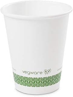 Vegware White Paper Coffee Cups, Disposable Coffee Cups, 8 oz, 1000 Count | Coffee tea drinks, Drink stations, to-go, Café office foodservice, PLA plant-based lining, Compostable, Fits 79-Series lids
