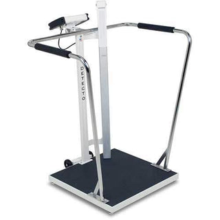 Digital Bariatric Scale 800 x 0.2lb/ 360 x 0.1kg W/Handrails by Detecto – 40"L x 29"W x 43"H, Steel, White, Model 6857DHR