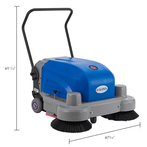 Auto Walk-Behind Sweeper by Global Industrial – Metal/Plastic, Blue/Gray