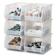 QUANTUM STORAGE SYSTEMS Clear / 18L x 11W x 10H / Ultra Stack & Hang Open Storage Bins