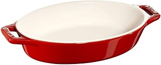 STAUB Ceramic Small Oval Baking Dish, Cherry Red