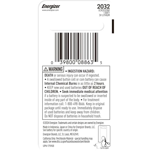 Energizer 1 Count (Pack of 1) / CR2032 / Multicolor 3V