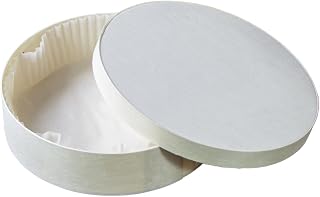 60-Pack 21oz Round Wood Baking Box with Greaseproof Paper, 6.1" Diameter x 1.7" Height, Oven Safe by Packnwood