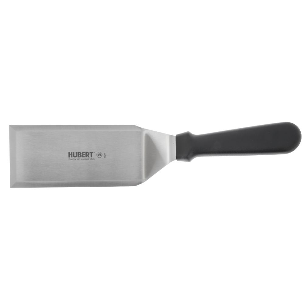 Solid Food Turner Stainless Steel with Black Polypropylene Handle - 6"L Blade by HUBERT – Medium, Stainless Steel, Silver, Model 10502150AK-BK