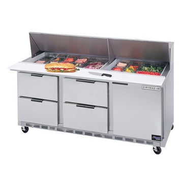 Beverage-Air Commercial Food Prep Tables 72" by Beverage Air – 21.5 cubic_feet, Model SPED72-24M-4