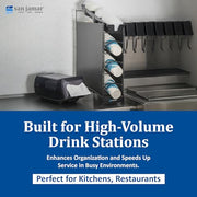 San Jamar 4 Positions / Side Panels / 3 Cup + 1 Lid / Black Food Dispensers