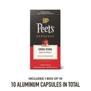 Peet's Coffee Crema Scura / 10 Count (Pack of 1) / Crema Scura (Intensity 9) Single-Serve Capsules & Pods