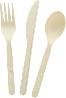 PacknWood 210CVPLK316BB Compostable Bamboo Fiber 3/1 Cutlery Kit With Compostable Bag (Knife, Fork, Spoon, Napkin) - 6in - 500 kits
