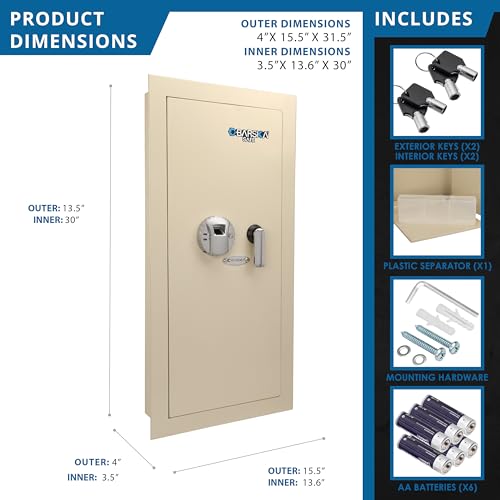 Barska Left Opening / 31 1/2" x 15 1/2" x 4" / Beige Wall Safes