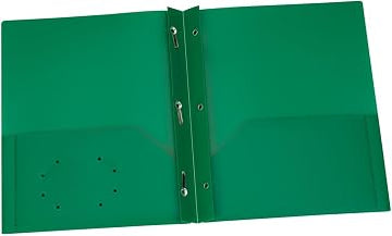 Oxford Green Poly Two Pocket Portfolio with Prongs, Pack of 25