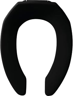 Bemis 1955SSCT Commercial Open Front Plastic Toilet Seat, Heavy Duty Industrial No Slam Seat without Lid, Secure Installation, Made in USA, Elongated, Black