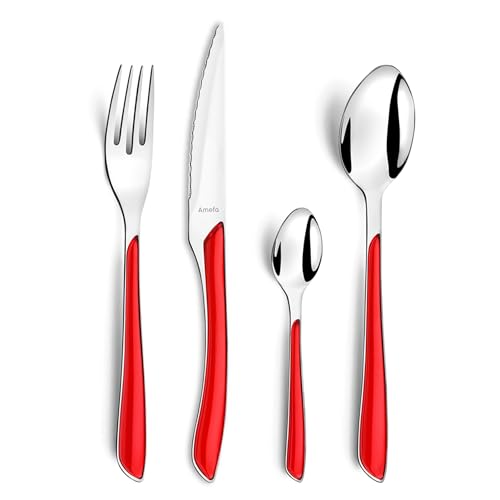 Amefa 32 Piece Cutlery Set for 8 People / Red / Modern Flatware Sets
