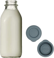 Silicone Replacement Caps | 48mm Diameter Bottle Lids That Fit Perfectly Stanpac & Libbey Milk Glass Bottles | Reusable, Long-Lasting and Easy to Clean Bottle Caps (Grey, 2 Pack)