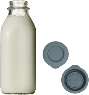 Silicone Replacement Caps | 48mm Diameter Bottle Lids That Fit Perfectly Stanpac & Libbey Milk Glass Bottles | Reusable, Long-Lasting and Easy to Clean Bottle Caps (Grey, 2 Pack)