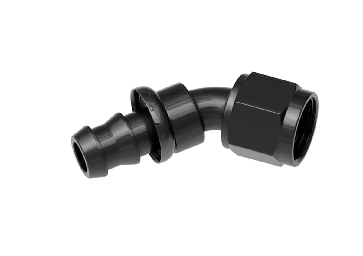 Redhorse Performance -16 An 45 Degree Push Lock Hose End - Black by Red Horse Performance – Black, Model 2045-16-2