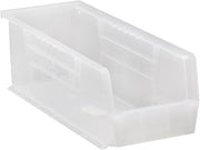 Quantum Storage QUS234CL Heavy-Duty Stackable Plastic Storage Bins for Workshop, Warehouse & Garage, Ultra Stack & Hang, 14-3/4" x 5-1/2" x 5", Clear, 12-Pack
