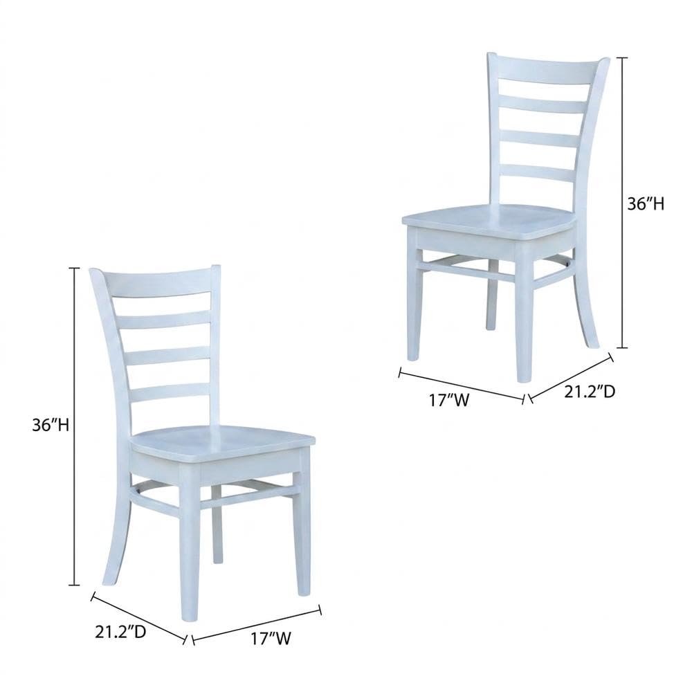 Solid Wood Side Chair with Classic Leg Design by Furnifact – Wood, White, Pack of 2