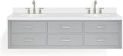 ARIEL Hutton 73 in. Double Oval Sink Floating Wall Vanity with 1.5" Inch White Quartz Countertop in Grey