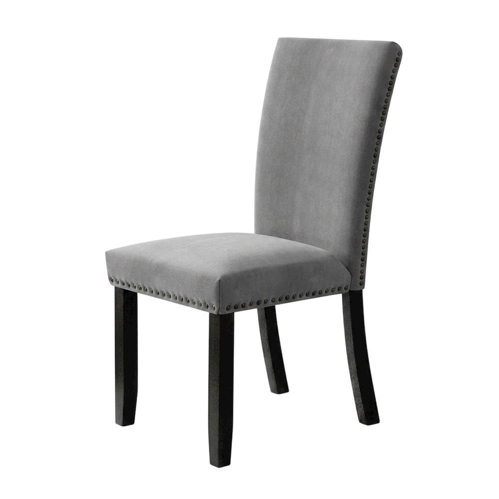 Doxon Light Grey Upholstered Side Chair Set of by Starlight Canyon Home – Flannelette, Solid Wood, Wood Veneer, Engineered Wood, Grey, Pack of 2