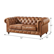 Starlight Canyon Home Leather-Upholstered Loveseat with Chesterfield Tufting, Leather Couch Sofa Vintage Chesterfield Love Seat Couch, Light Brown - image 4